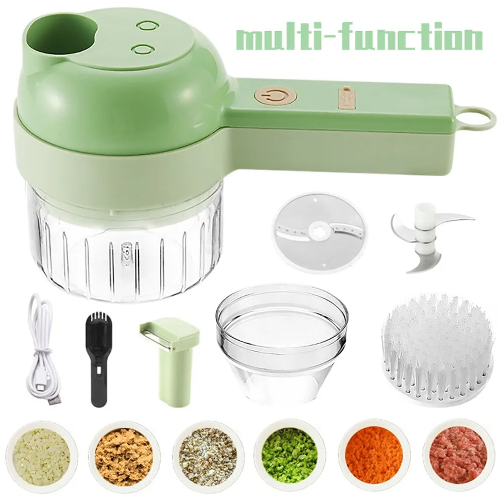 Cortador de vegetais elétrico multifuncional, Corte, Pressionando Mixer, Fatia de Alimentos, 4 em 1